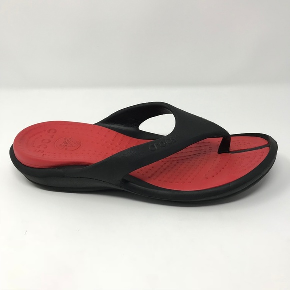 red croc flip flops